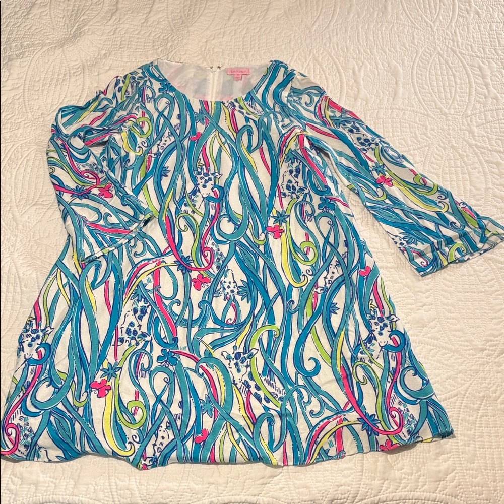 Lilly Pulitzer Vibrant Blue and Pink Mini Dress
